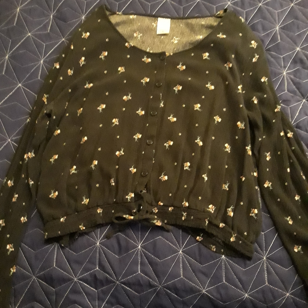 Black floral blouse